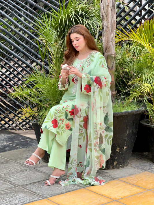 Eshal Printed with Handwork 3pc