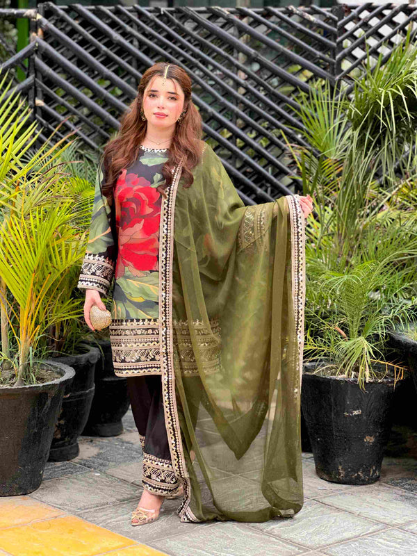 Aanch Black Emb 3pc