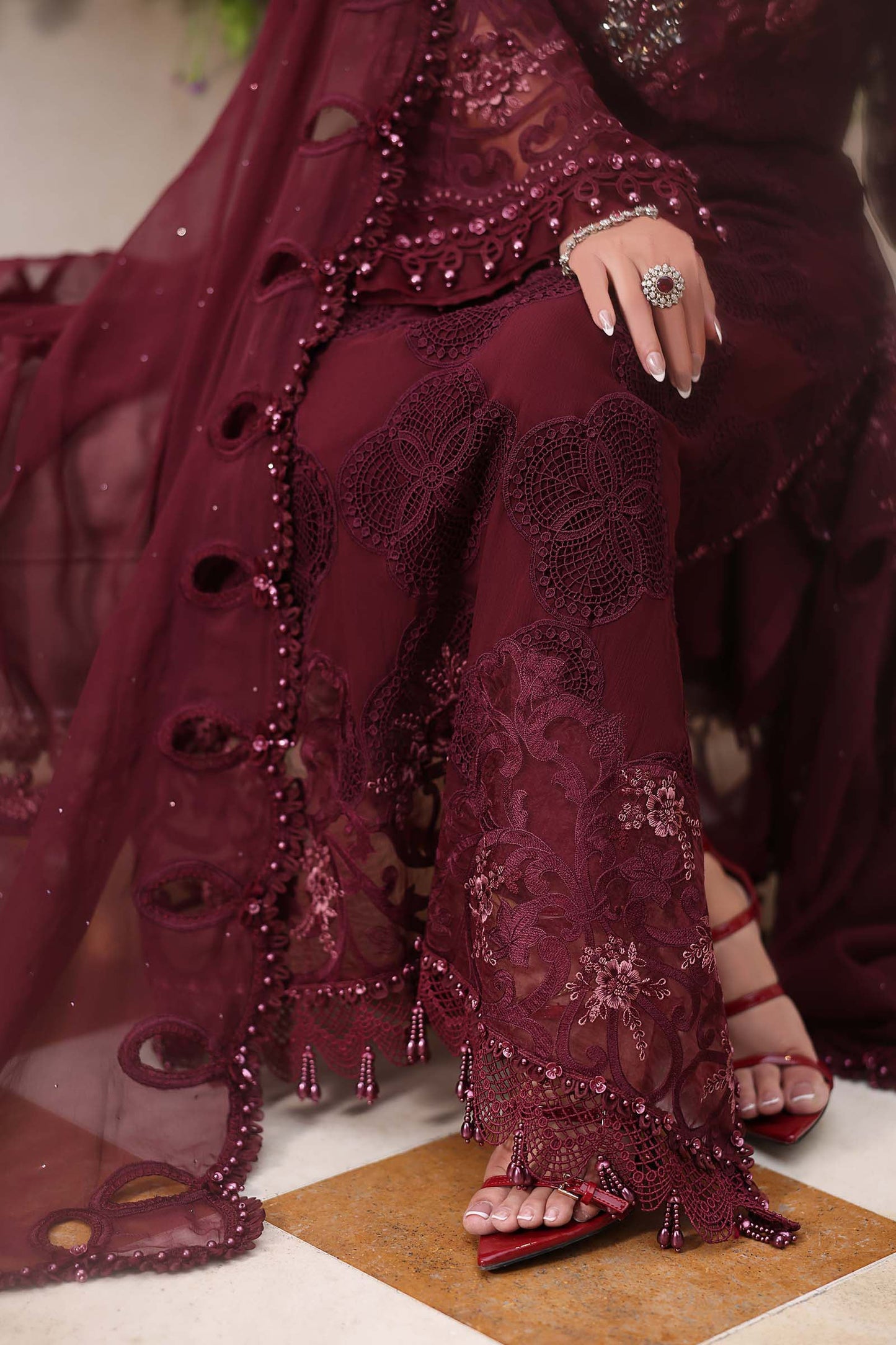 MARIA B Embroidered Chiffon