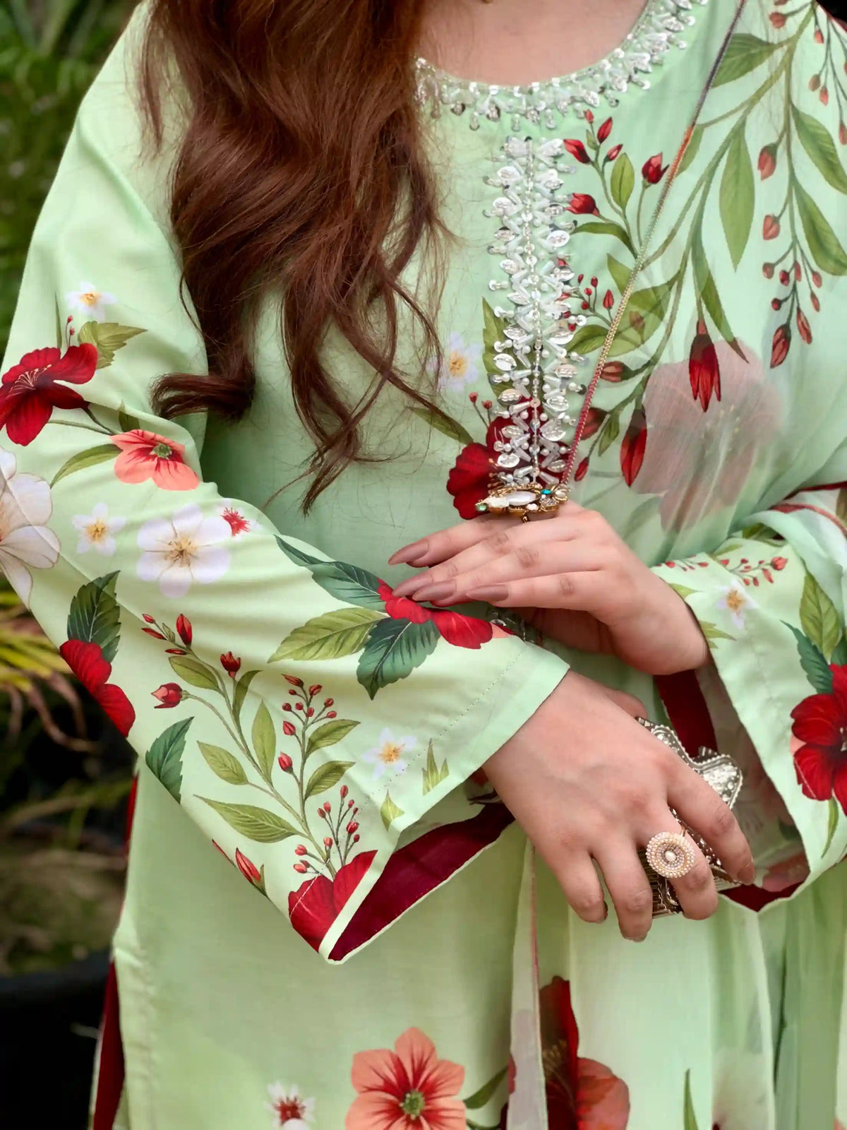 Eshal Printed with Handwork 3pc