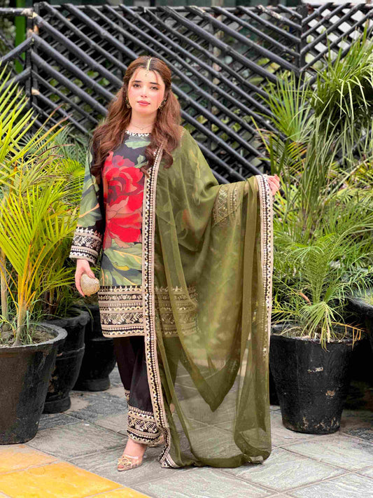 Aanch Black Emb 3pc