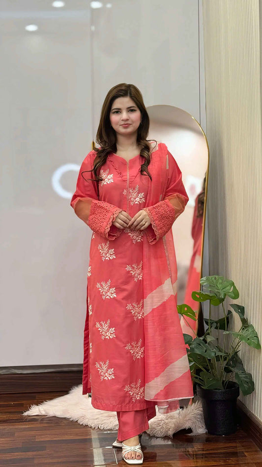 Horiya Emb Pink 3pc